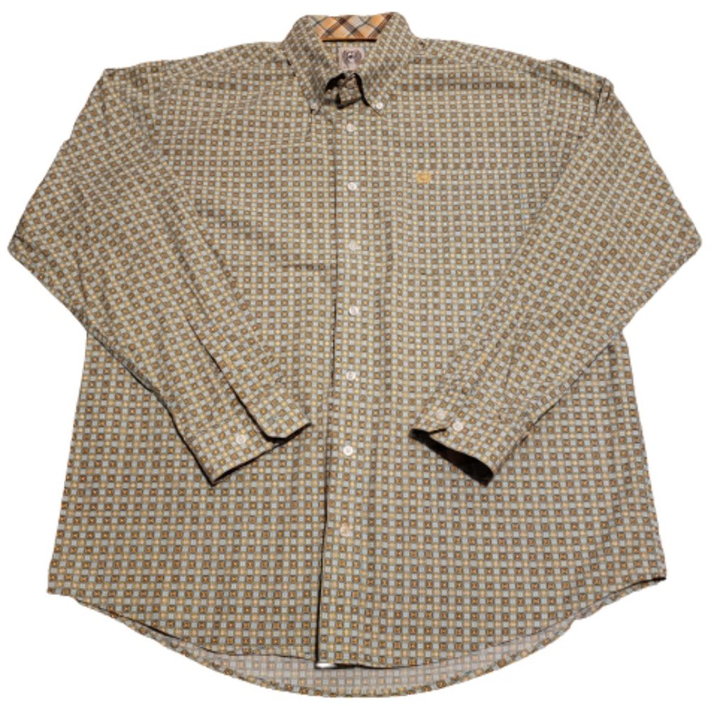 Cinch Button Up Shirt Teal / Orange | Men's Medium M Western Cowboy Long Sleeve
